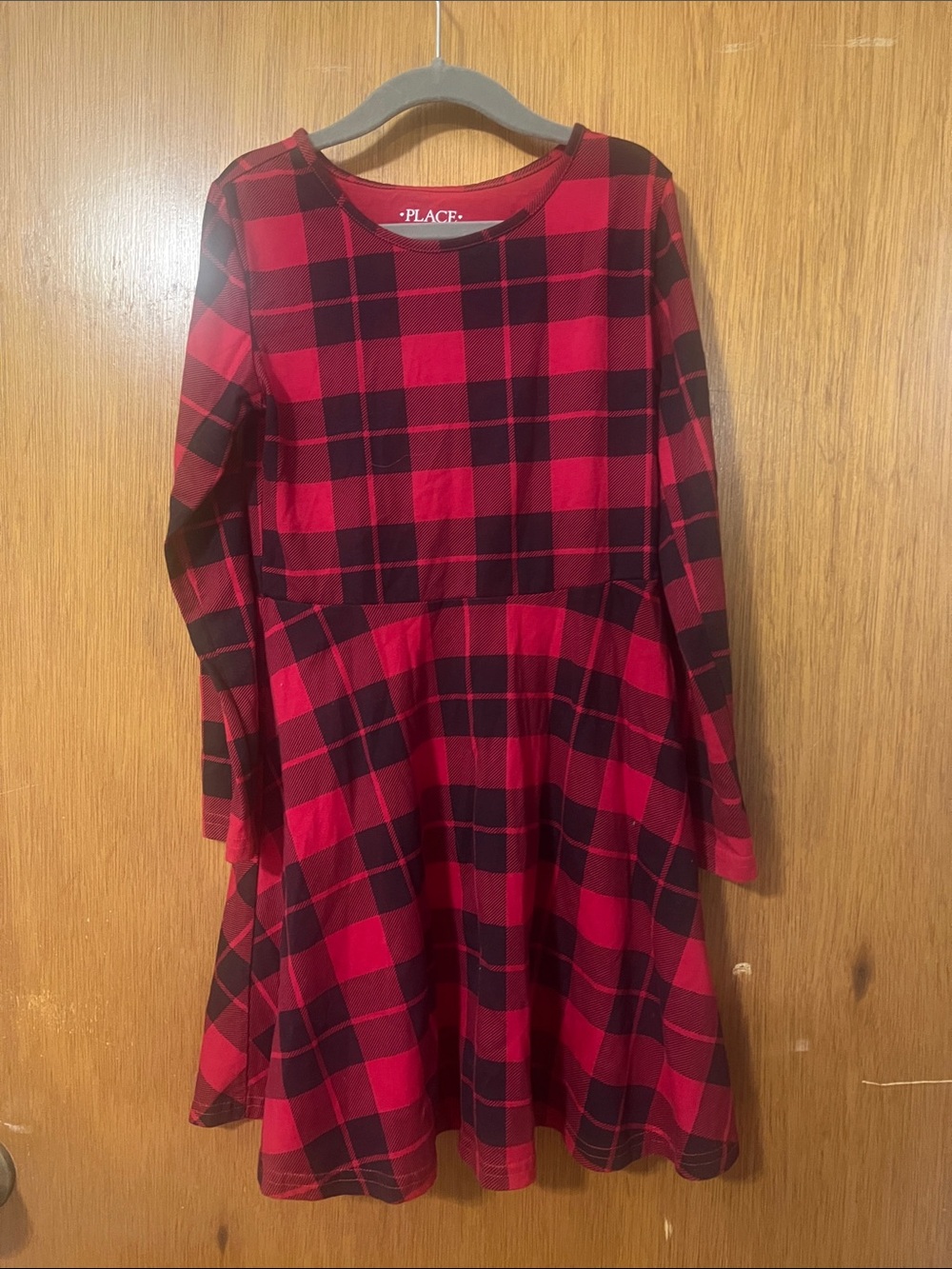 The Children's Place Red and Black Plaid Long-Sleeve Dress
